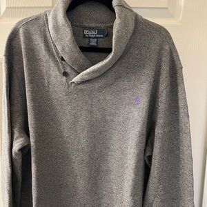 Ralph Lauren Charcoal mock neck ribbed knit for Men